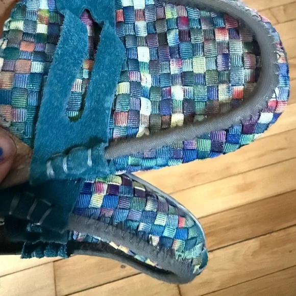 Bernie Mev. Blue Camilo Loafer‎ woven confort slip on shoes - Picture 4 of 6